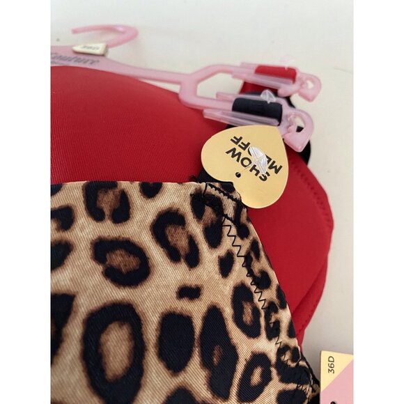 2 Pack Juicy Couture Bra Show Me Off Lined JC2801 Leopard Print Red Size 36D NEW - Picture 4 of 10